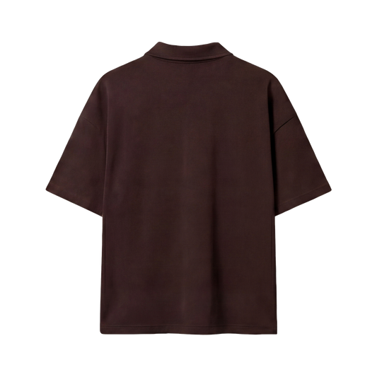 Westwood Tennis Club Vintage Graphic Half-Zip Polo in Espresso