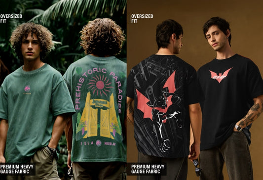 Ultimate Graphic Tees Duo - Prehistoric Paradise & Batman Beyond Oversized T-Shirts